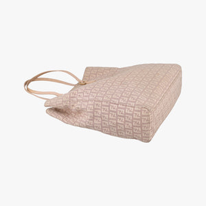 Pre-owned Fendi Zucchino Tote Pink Canvas×Leather 8BH131 handbag | stylenewstar