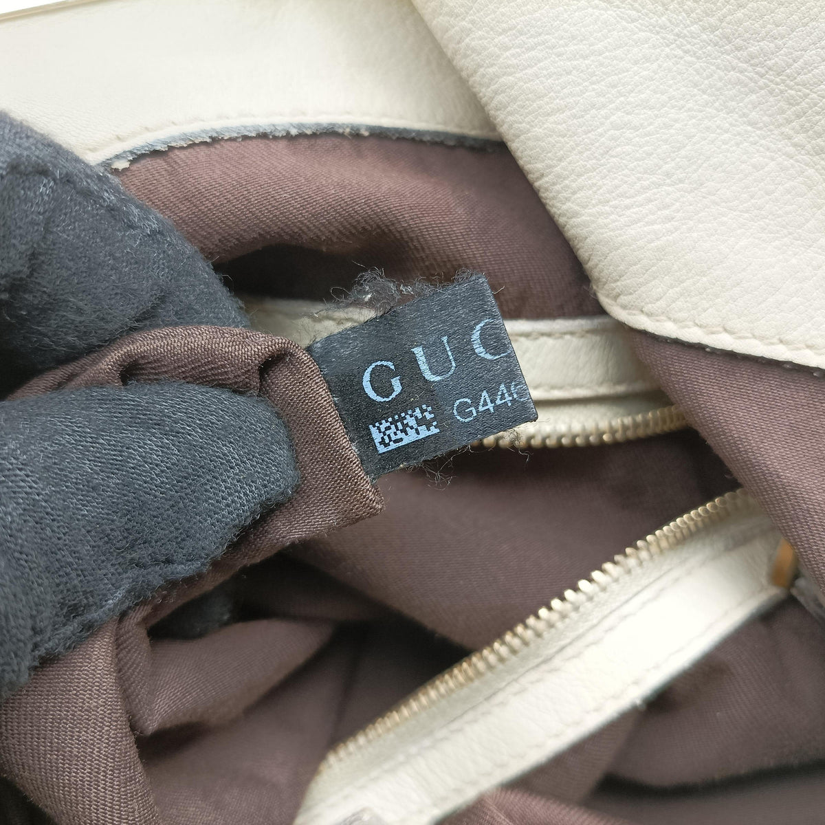 Pre-owned Gucci Indy Babouska Brown×White Canvas×Leather 185566 shoulderbag | stylenewstar