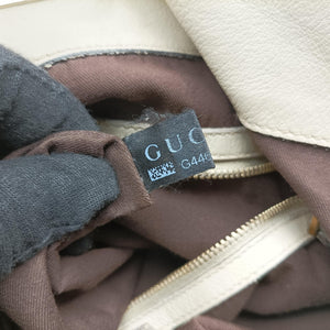 Pre-owned Gucci Indy Babouska Brown×White Canvas×Leather 185566 shoulderbag | stylenewstar