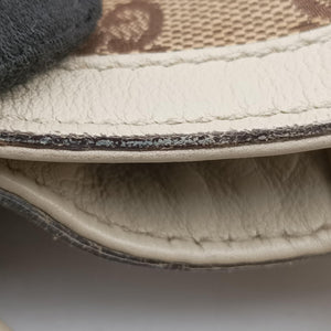 Pre-owned Gucci Indy Babouska Brown×White Canvas×Leather 185566 shoulderbag | stylenewstar