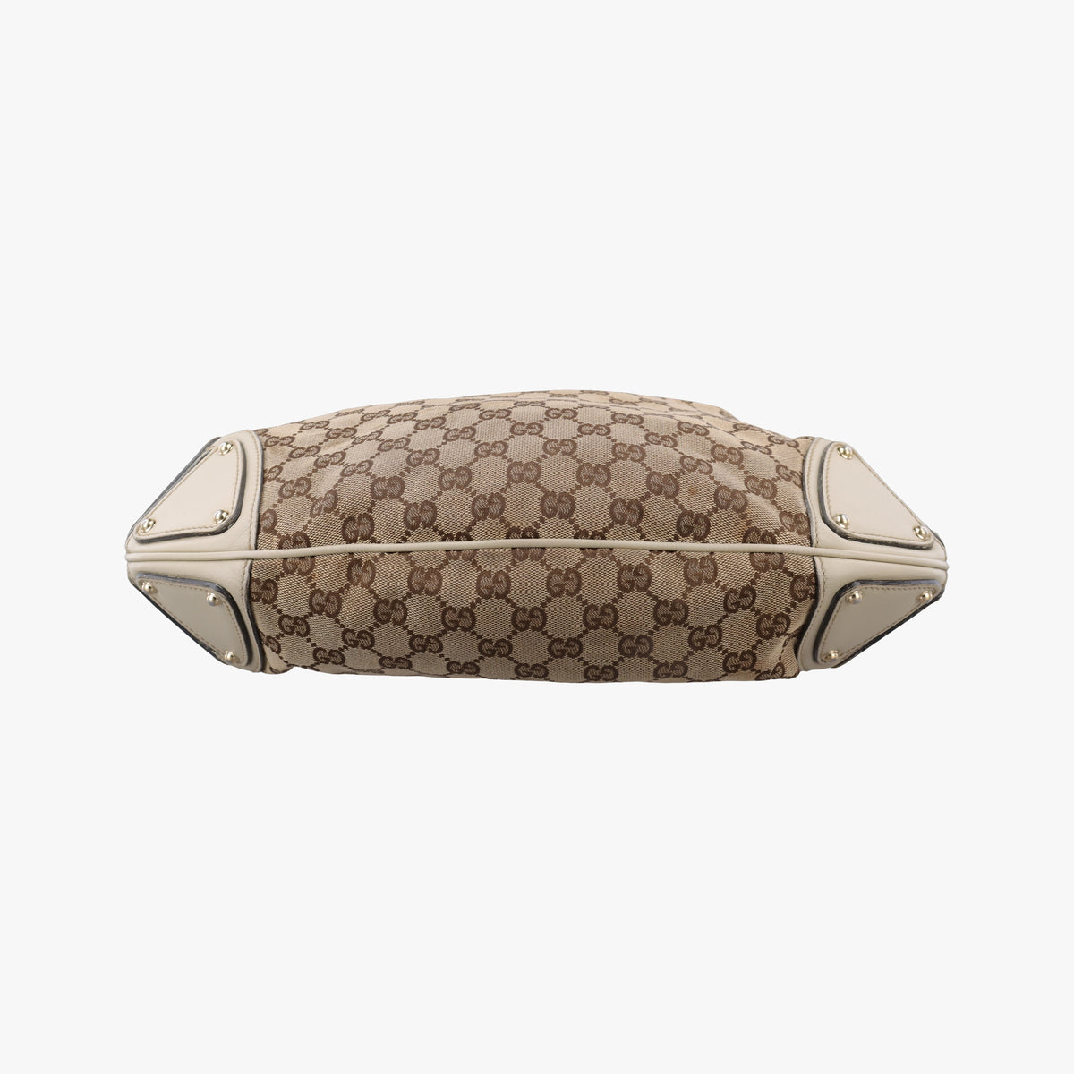 Pre-owned Gucci Indy Babouska Brown×White Canvas×Leather 185566 shoulderbag | stylenewstar