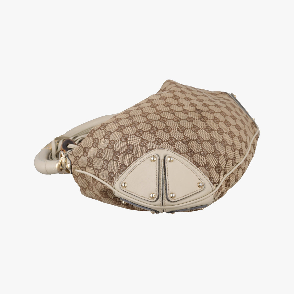 Pre-owned Gucci Indy Babouska Brown×White Canvas×Leather 185566 shoulderbag | stylenewstar