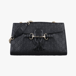 Pre-owned Gucci Emily Black Leather 295402 shoulderbag | stylenewstar