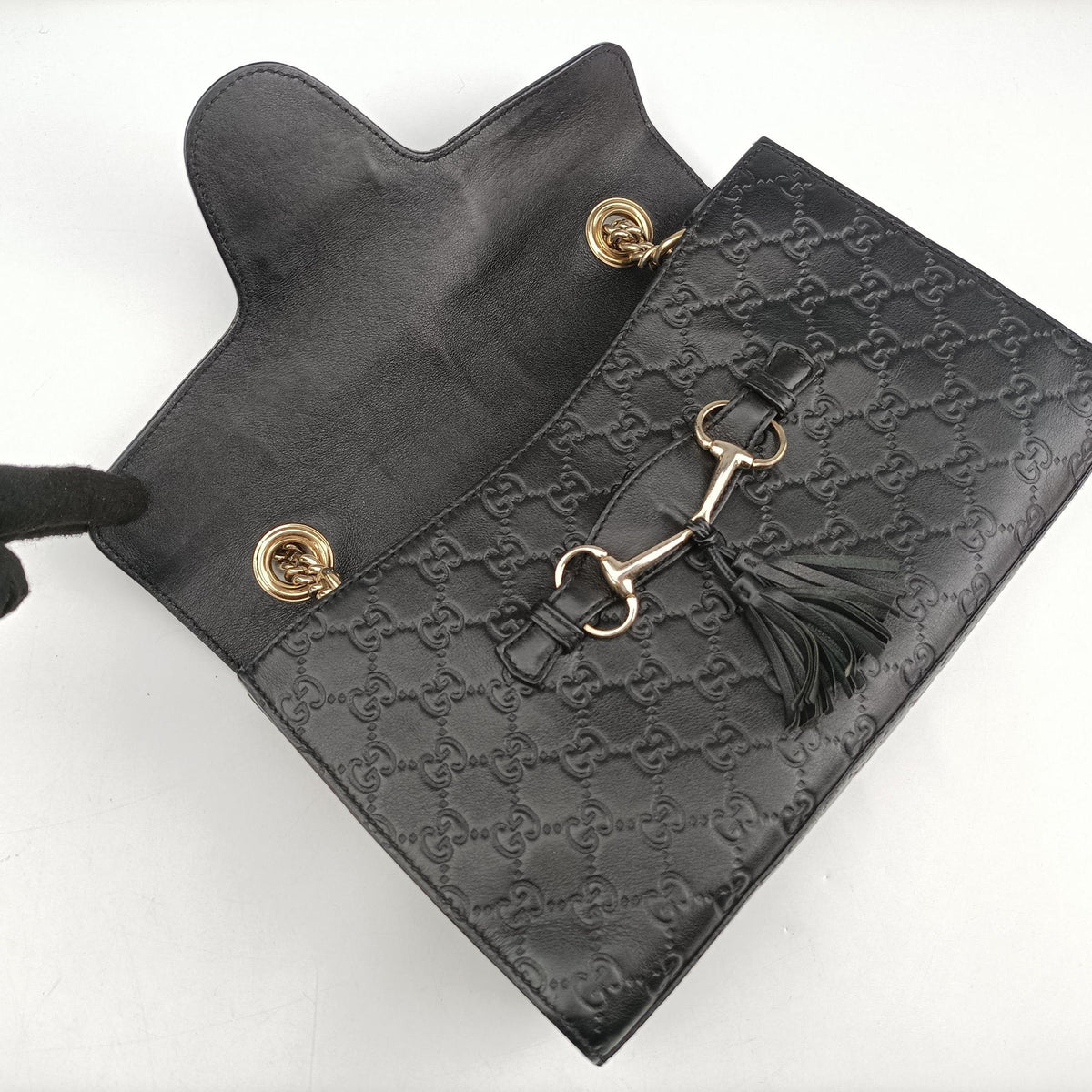 Pre-owned Gucci Emily Black Leather 295402 shoulderbag | stylenewstar