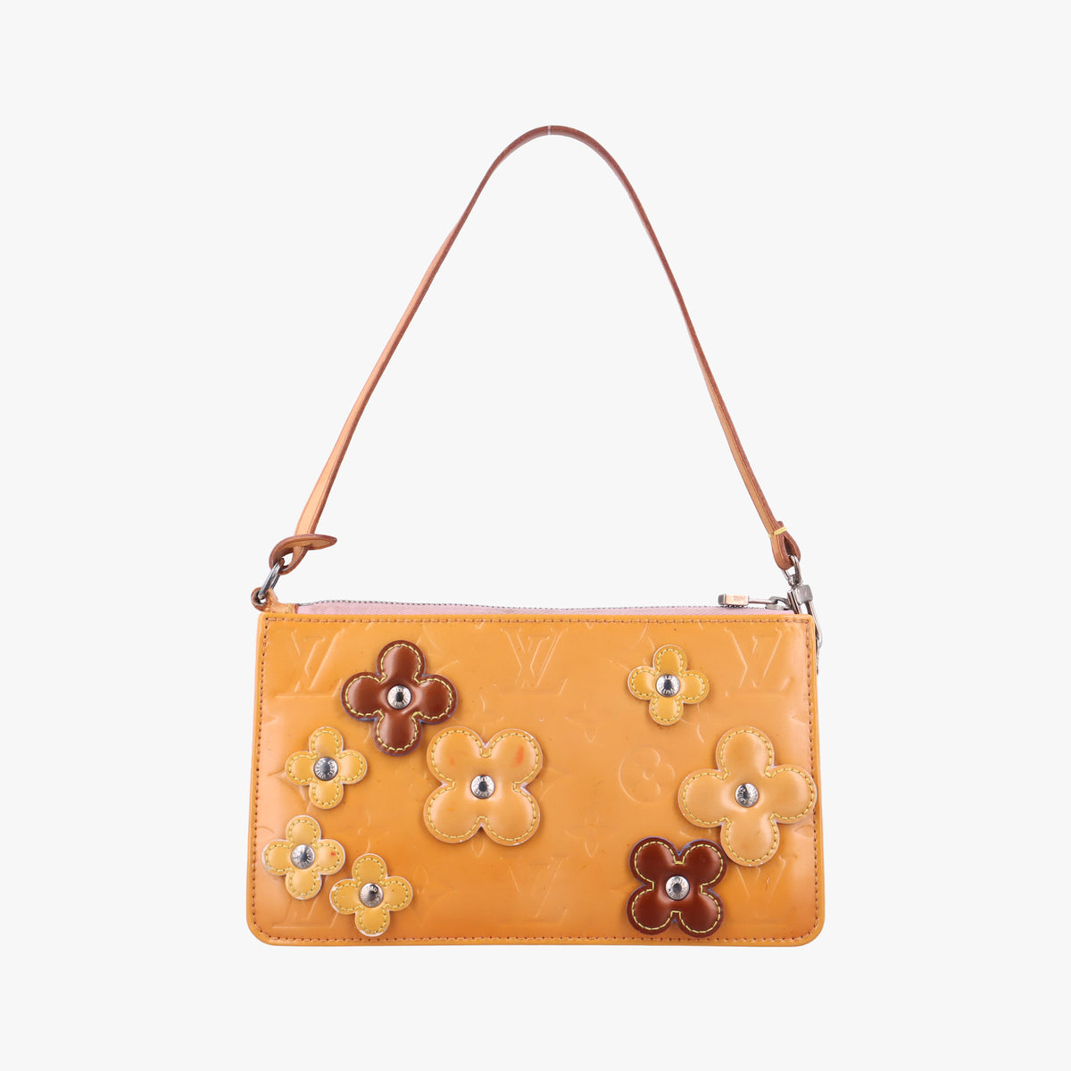 Pre-owned Louis Vuitton Flower Lexington Pouch Beige x Multicolor Vernis M92248 handbag | stylenewstar