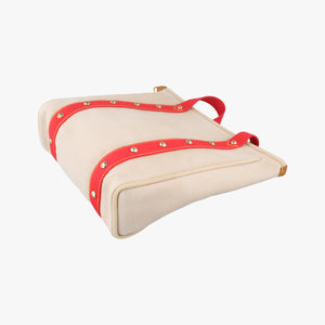 Pre-owned Louis Vuitton Kaba MM Antigua Beige x Red Canvas M40035 handbag | stylenewstar
