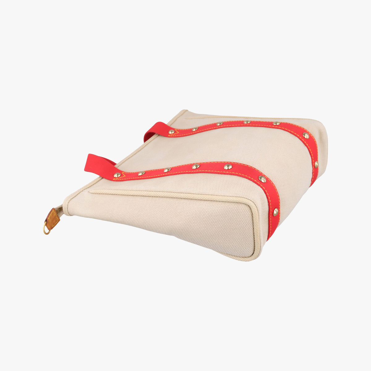 Pre-owned Louis Vuitton Kaba MM Antigua Beige x Red Canvas M40035 handbag | stylenewstar