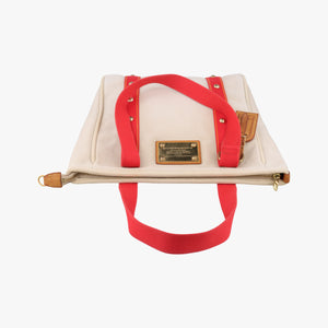 Pre-owned Louis Vuitton Kaba MM Antigua Beige x Red Canvas M40035 handbag | stylenewstar