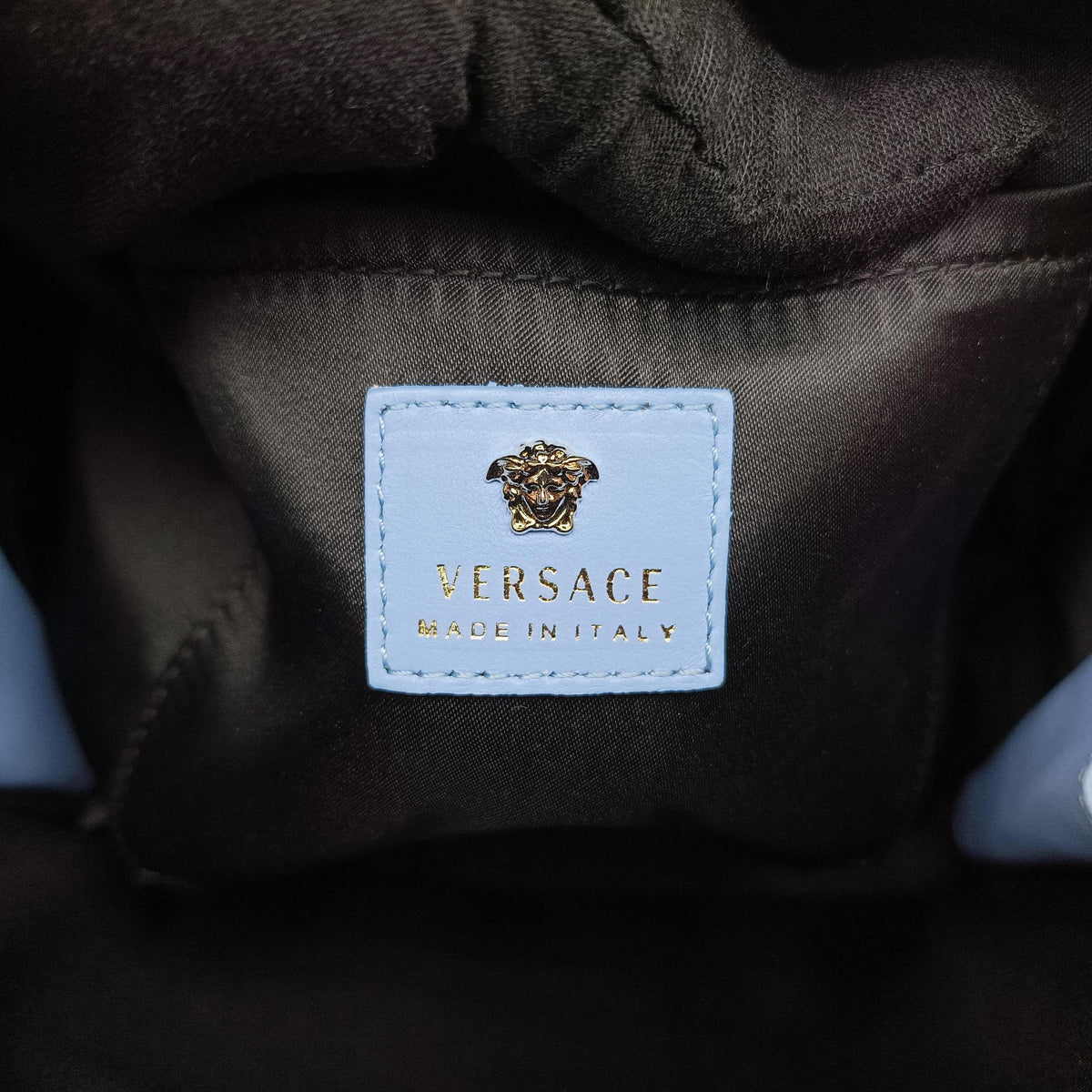 Pre-owned VERSACE Medusa Blue Leather  backpack/rucksack | stylenewstar