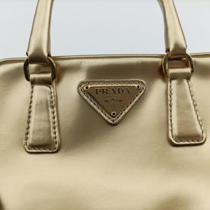 Secondhand Prada Mini Bauletto Golden Metallic Vitello Leather BL0705  shoulderbag | stylenewstar