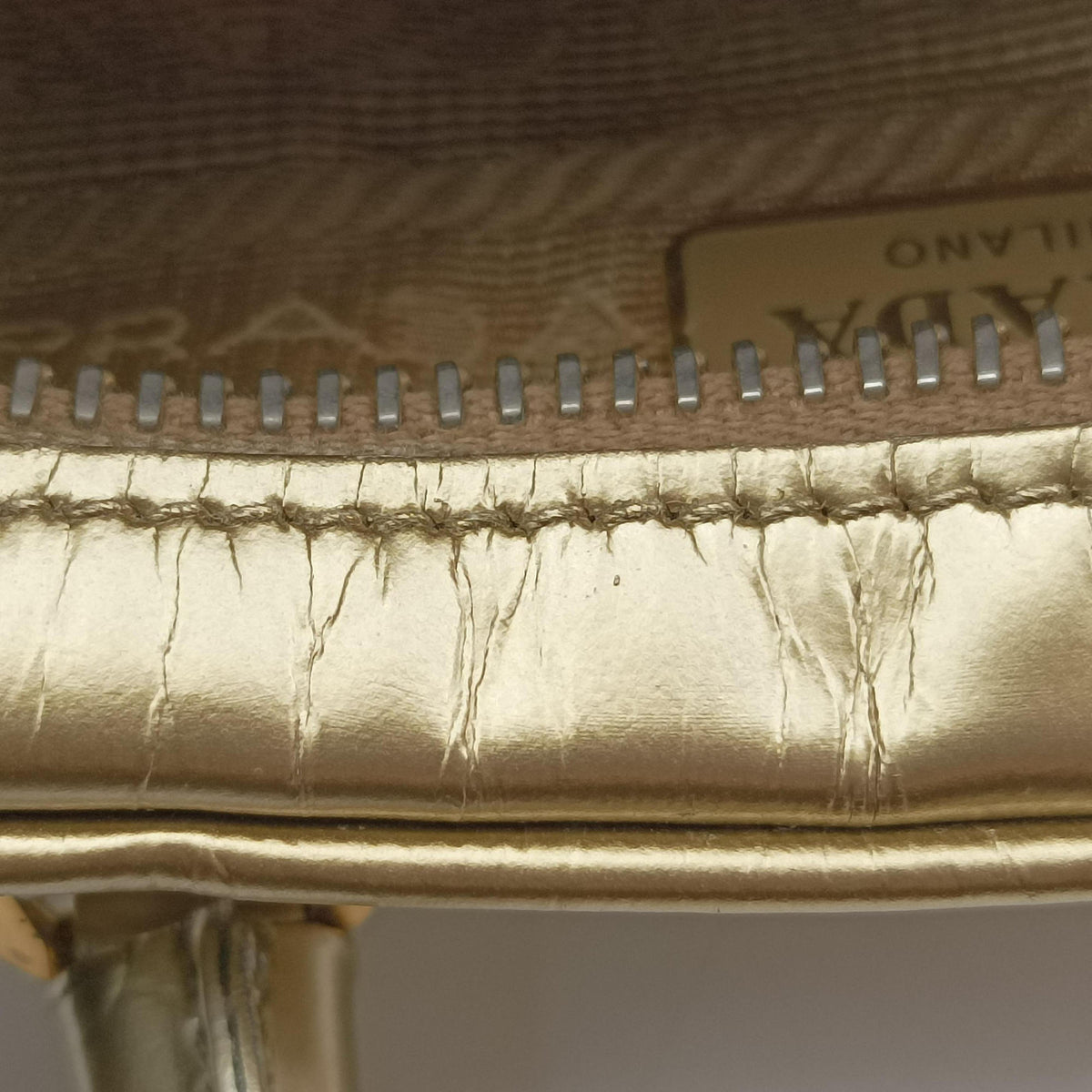 Secondhand Prada Mini Bauletto Golden Metallic Vitello Leather BL0705  shoulderbag | stylenewstar