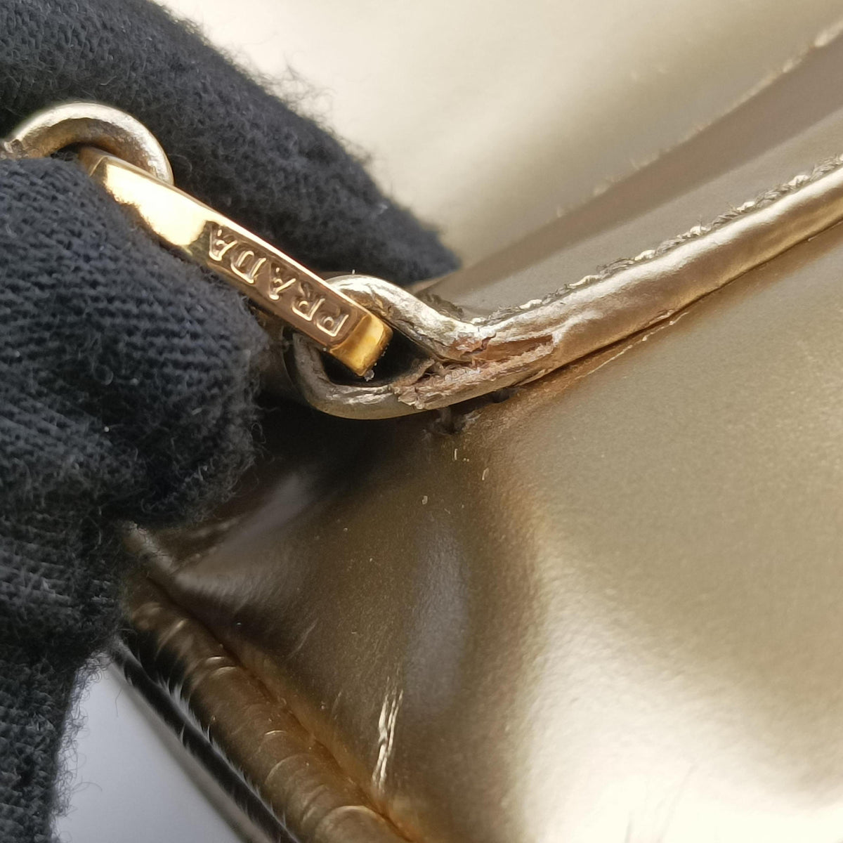Secondhand Prada Mini Bauletto Golden Metallic Vitello Leather BL0705  shoulderbag | stylenewstar