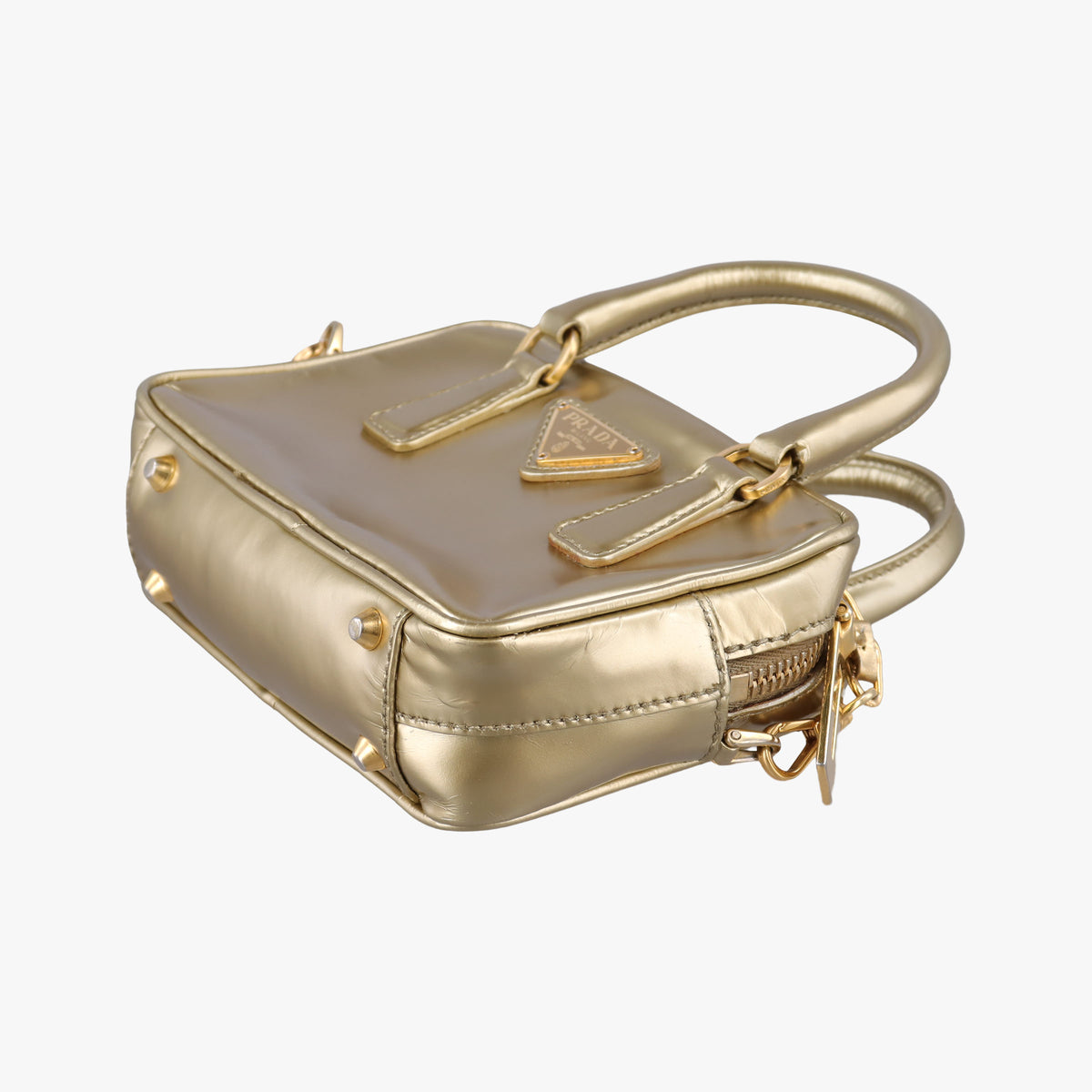 Secondhand Prada Mini Bauletto Golden Metallic Vitello Leather BL0705  shoulderbag | stylenewstar