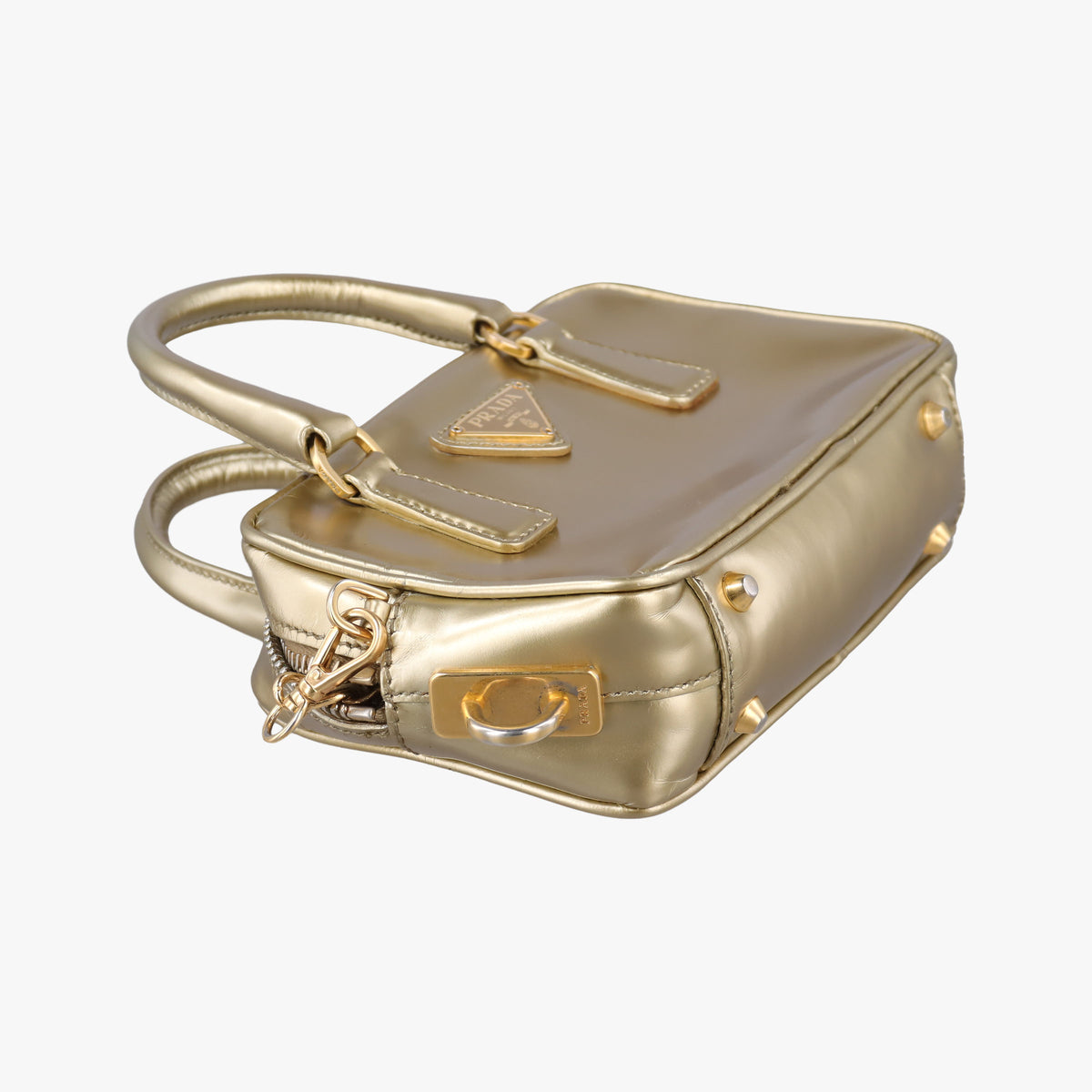 Secondhand Prada Mini Bauletto Golden Metallic Vitello Leather BL0705  shoulderbag | stylenewstar
