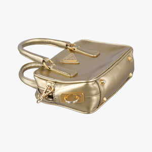 Secondhand Prada Mini Bauletto Golden Metallic Vitello Leather BL0705  shoulderbag | stylenewstar