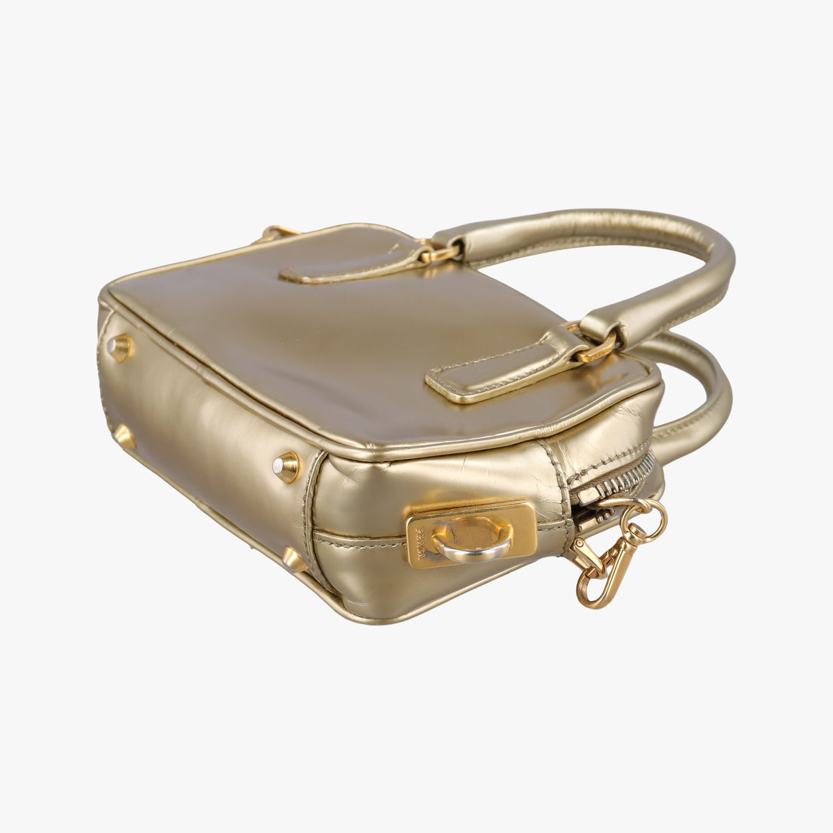 Secondhand Prada Mini Bauletto Golden Metallic Vitello Leather BL0705  shoulderbag | stylenewstar