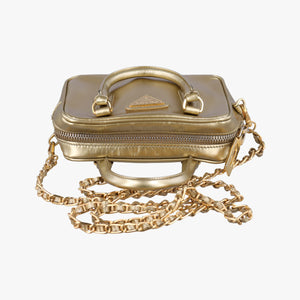 Secondhand Prada Mini Bauletto Golden Metallic Vitello Leather BL0705  shoulderbag | stylenewstar