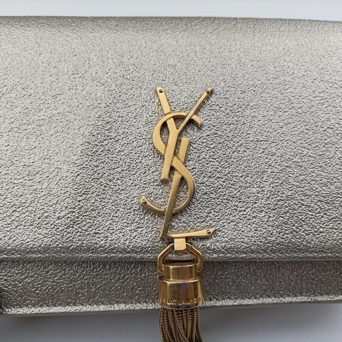 Pre-owned Yves Saint Laurent KATE Silver Leather 452159 shoulderbag | stylenewstar