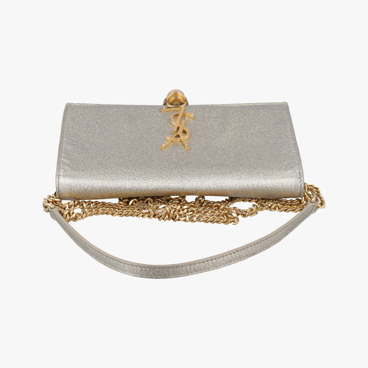 Pre-owned Yves Saint Laurent KATE Silver Leather 452159 shoulderbag | stylenewstar