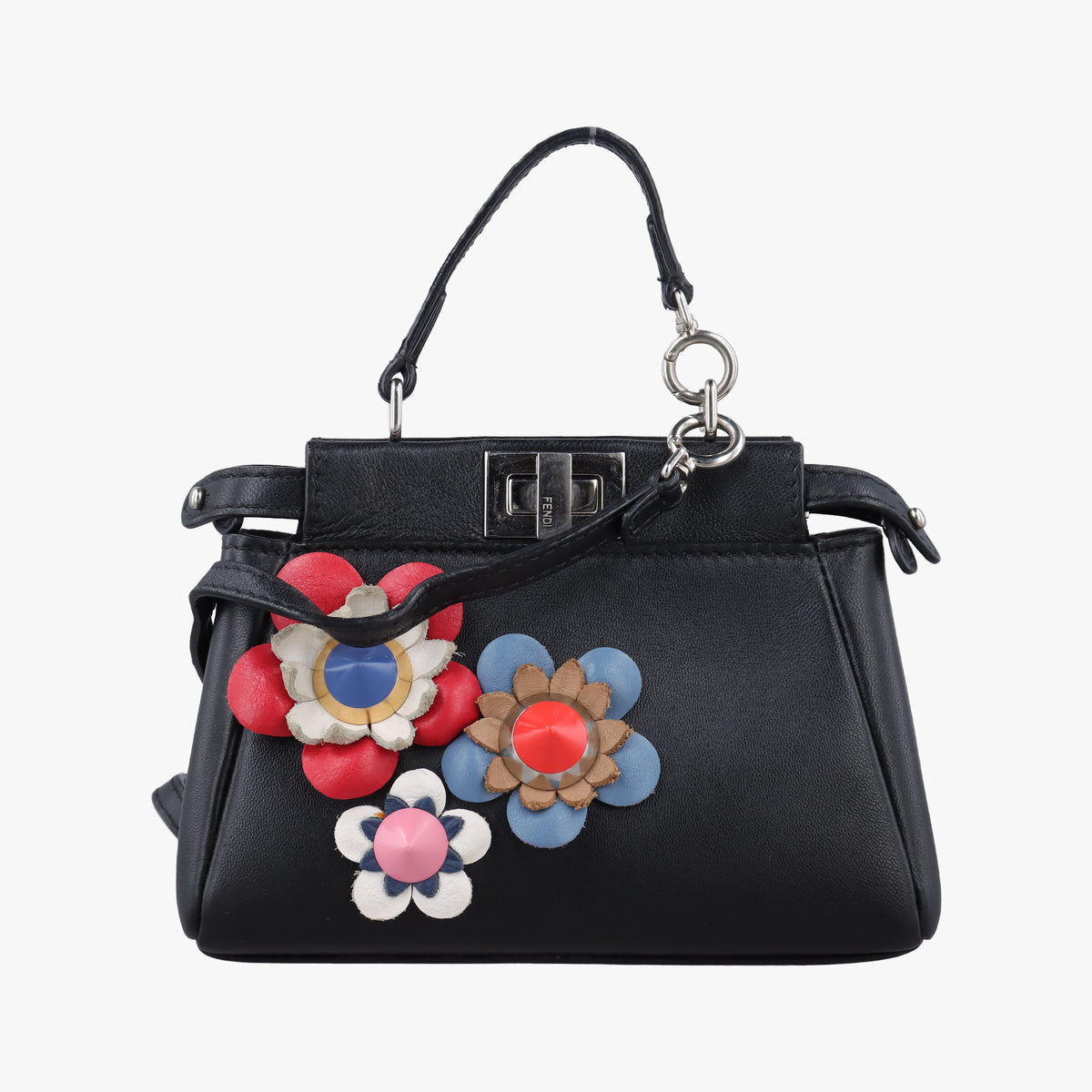 Pre-owned Fendi Micro Peekaboo Black×multi Leather 8M0355 shoulderbag | stylenewstar