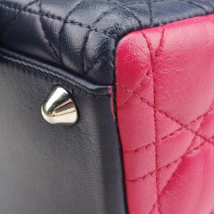 Pre-owned Christian Dior Lady Dior Navy×Pink×Blue lambskin  shoulderbag | stylenewstar