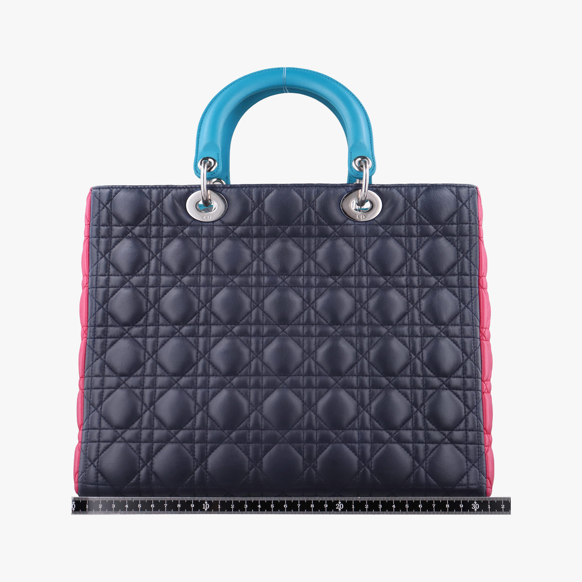 Pre-owned Christian Dior Lady Dior Navy×Pink×Blue lambskin  shoulderbag | stylenewstar
