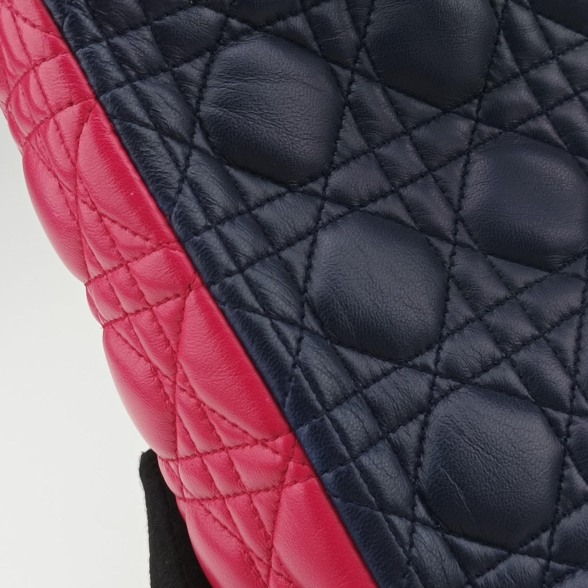 Pre-owned Christian Dior Lady Dior Navy×Pink×Blue lambskin  shoulderbag | stylenewstar