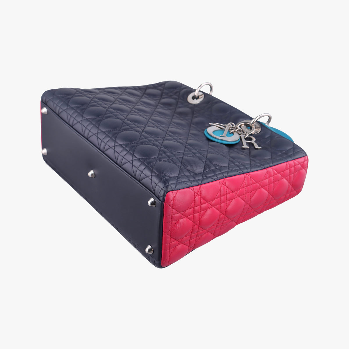 Pre-owned Christian Dior Lady Dior Navy×Pink×Blue lambskin  shoulderbag | stylenewstar