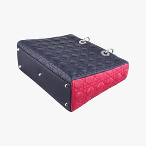 Pre-owned Christian Dior Lady Dior Navy×Pink×Blue lambskin  shoulderbag | stylenewstar