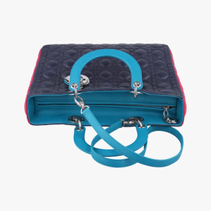 Pre-owned Christian Dior Lady Dior Navy×Pink×Blue lambskin  shoulderbag | stylenewstar