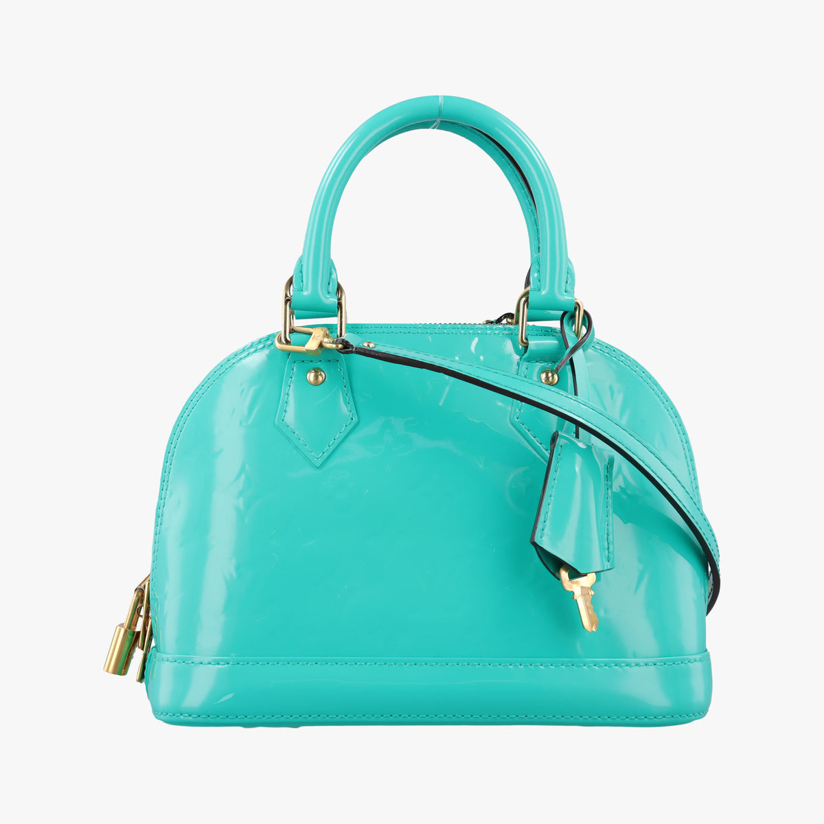 Pre-owned Louis Vuitton Alma BB Blue Lagon Vernis M91696 shoulderbag | stylenewstar