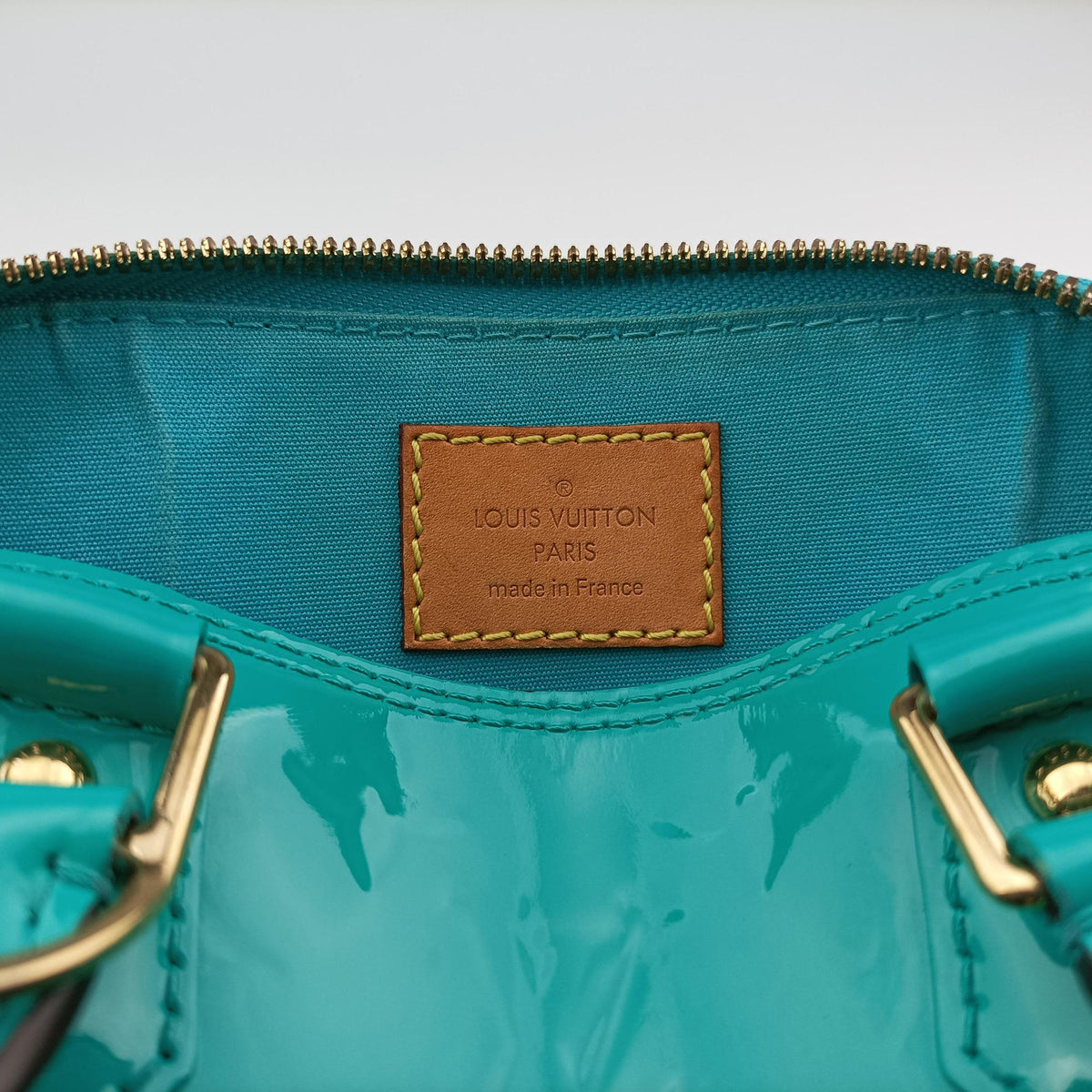 Pre-owned Louis Vuitton Alma BB Blue Lagon Vernis M91696 shoulderbag | stylenewstar