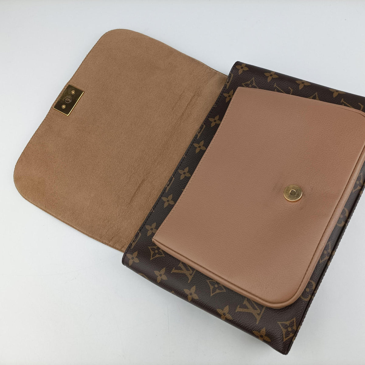 Pre-owned Louis Vuitton MARIGNAN brown×SESAME Monogram Canvas×calf leather M44544 shoulderbag | stylenewstar