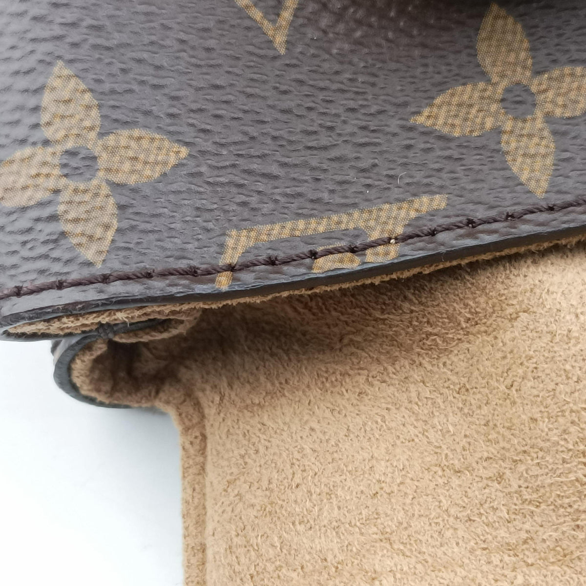 Pre-owned Louis Vuitton MARIGNAN brown×SESAME Monogram Canvas×calf leather M44544 shoulderbag | stylenewstar