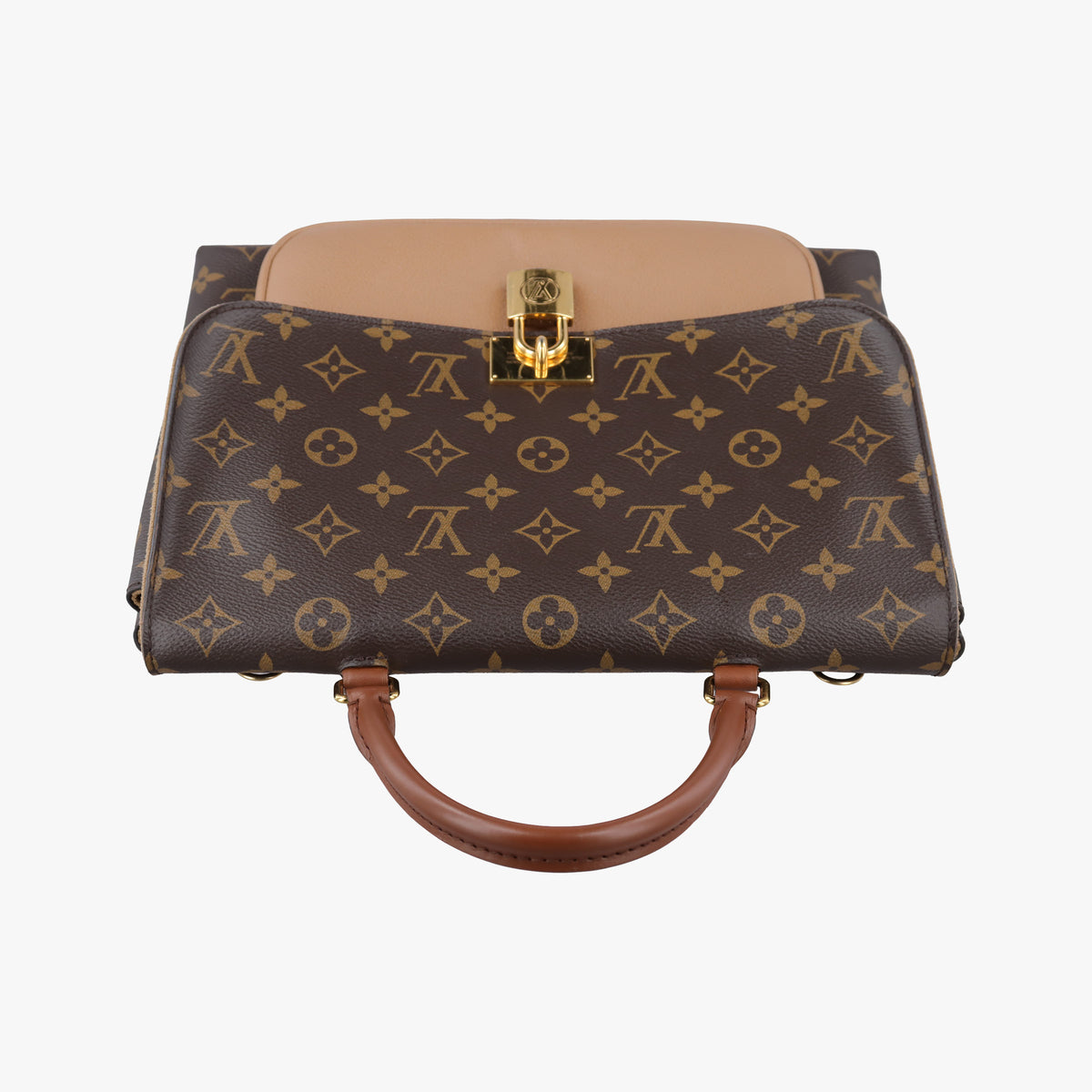 Pre-owned Louis Vuitton MARIGNAN brown×SESAME Monogram Canvas×calf leather M44544 shoulderbag | stylenewstar