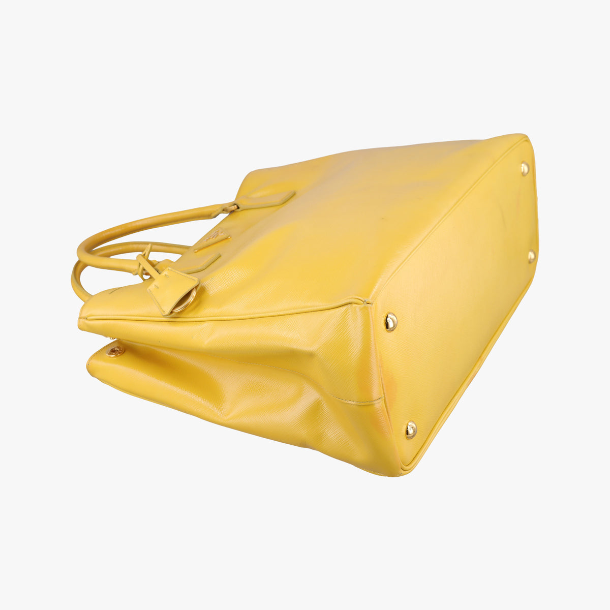 Pre-owned Prada Galleria Yellow Patent BN1874 shoulderbag | stylenewstar