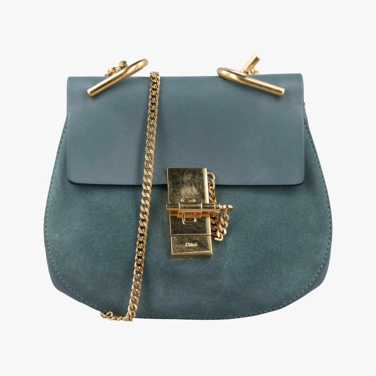 Secondhand Chloe DREW Blue Suede×Leather  shoulderbag | stylenewstar