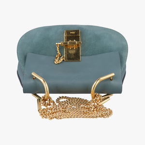 Secondhand Chloe DREW Blue Suede×Leather  shoulderbag | stylenewstar