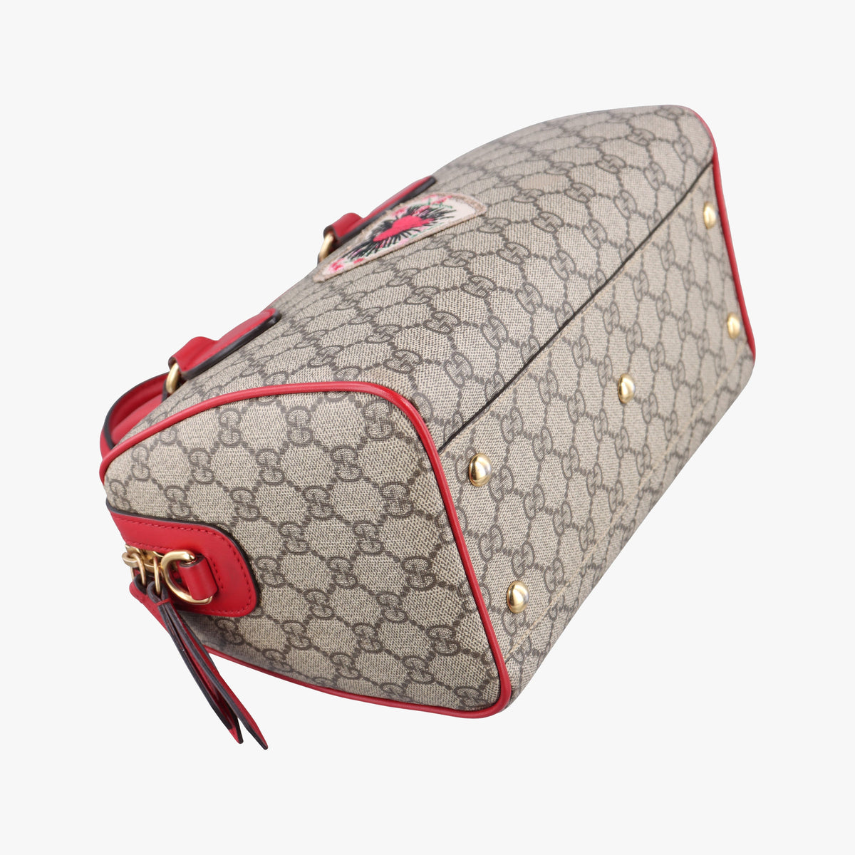 Secondhand Gucci GG SUPREME Heart Embroidered Beige x Multicolour PVC coated canvas×Leather 409529 shoulderbag | stylenewstar