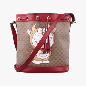 Pre-owned Gucci Doraemon collaboration Brown x red PVC coated canvas×Leather 655597 shoulderbag | stylenewstar