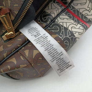 Pre-owned Burberry Monogram Stripe Brown×Multicolour PVC coated canvas x leather  bum bag/waist bag | stylenewstar