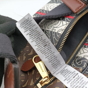 Pre-owned Burberry Monogram Stripe Brown×Multicolour PVC coated canvas x leather  bum bag/waist bag | stylenewstar
