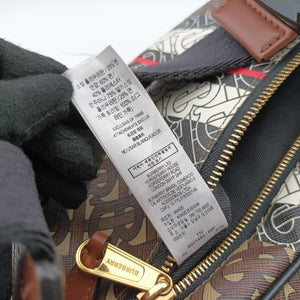 Pre-owned Burberry Monogram Stripe Brown×Multicolour PVC coated canvas x leather  bum bag/waist bag | stylenewstar