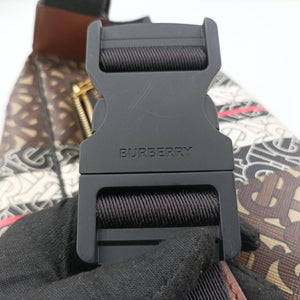 Pre-owned Burberry Monogram Stripe Brown×Multicolour PVC coated canvas x leather  bum bag/waist bag | stylenewstar