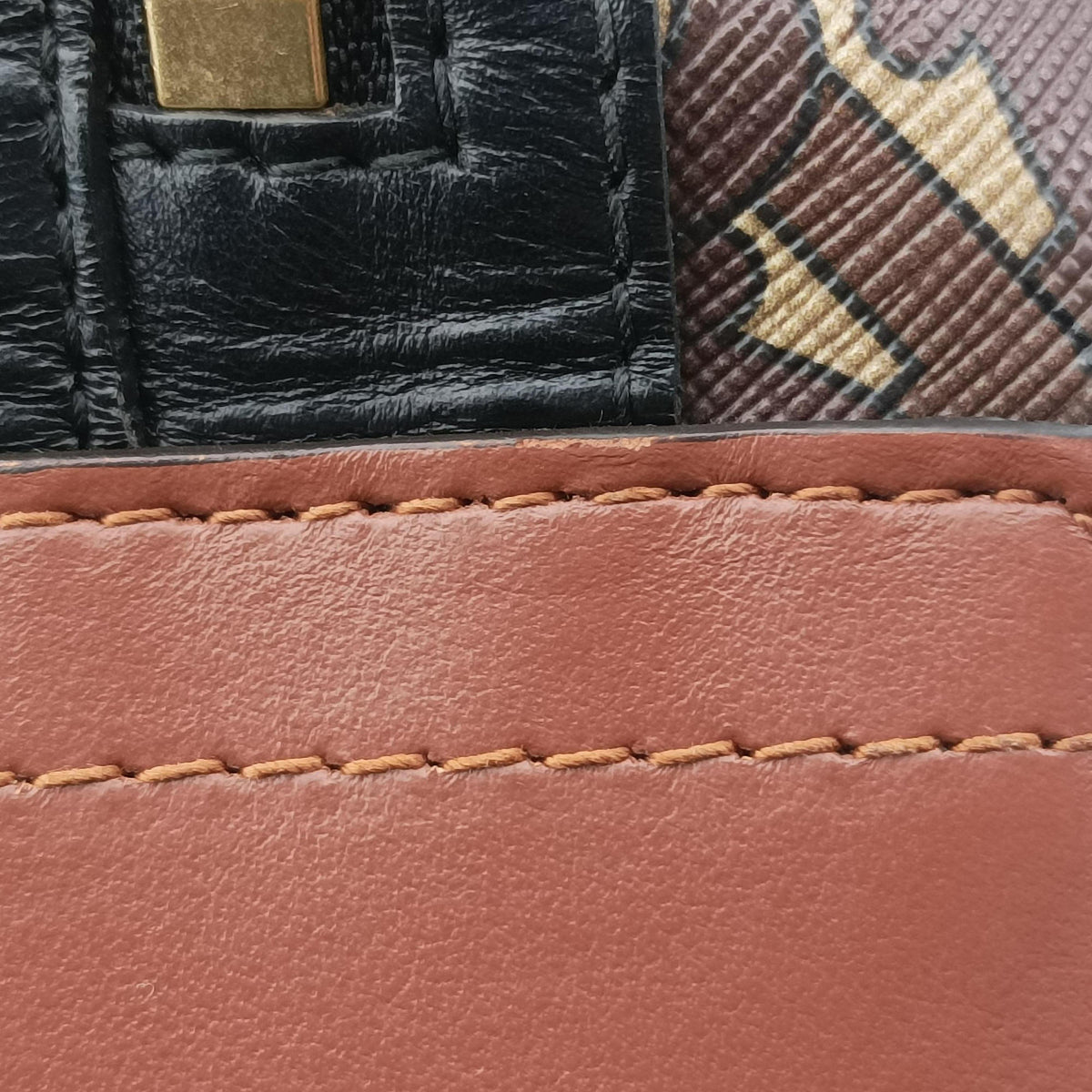 Pre-owned Burberry Monogram Stripe Brown×Multicolour PVC coated canvas x leather  bum bag/waist bag | stylenewstar