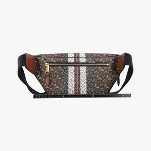 Pre-owned Burberry Monogram Stripe Brown×Multicolour PVC coated canvas x leather  bum bag/waist bag | stylenewstar