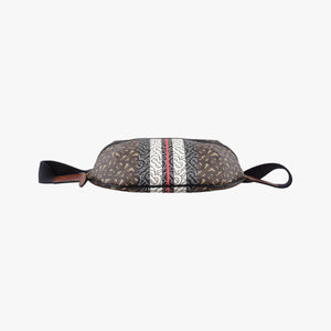 Pre-owned Burberry Monogram Stripe Brown×Multicolour PVC coated canvas x leather  bum bag/waist bag | stylenewstar