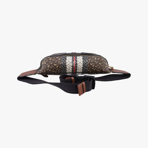 Pre-owned Burberry Monogram Stripe Brown×Multicolour PVC coated canvas x leather  bum bag/waist bag | stylenewstar
