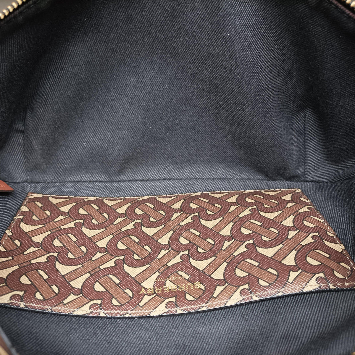 Pre-owned Burberry Monogram Stripe Brown×Multicolour PVC coated canvas x leather  bum bag/waist bag | stylenewstar