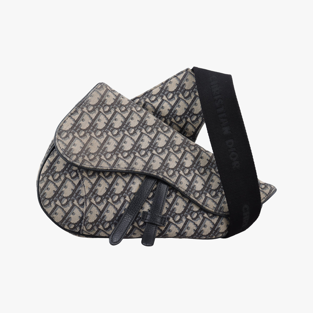 Vintage Christian Dior saddle Navy Jacquard×Leather  bum bag/waist bag | stylenewstar